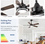 depuley 42-inch ceiling fan with light: walnut ceiling, front angle view