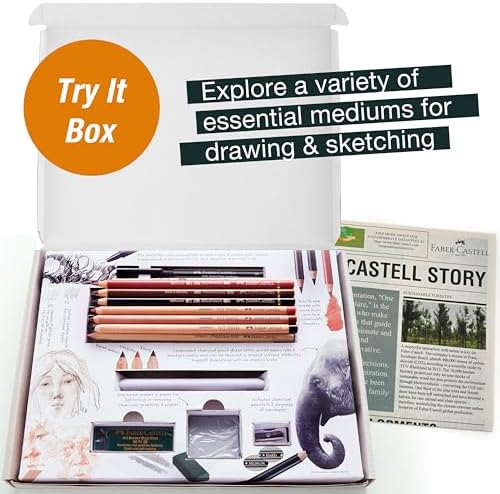 faber-castell try it box: dry mediums - 17 shown in use