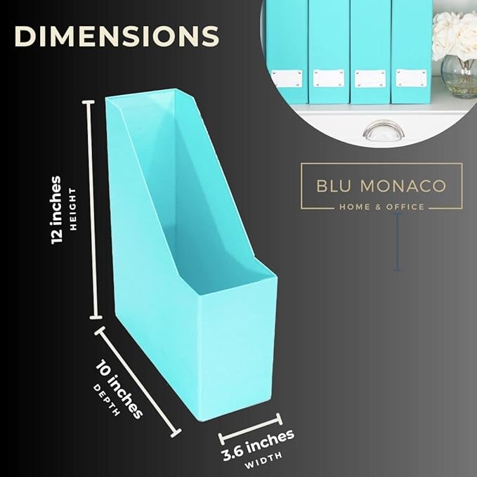 BLU MONACO Set of 6 Aqua Magazine File Holders | Foldable Magazine Storage Boxes - Image 7