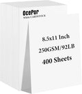 OcePor 400 Sheets White Cardstock 8.5” x 11”, 92lb/250gsm Card Stock, Thick by OcePor