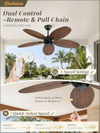 fanbulous 52" tropical outdoor ceiling fan no light, close-up detail