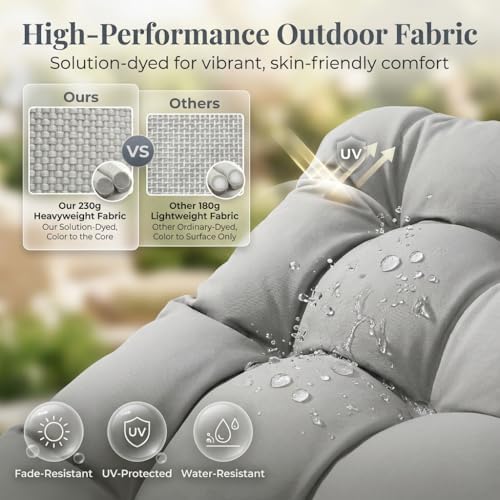 RADIATA Papasan Rocking Chair with Footrest, Outdoor Rocking Lounge Chair