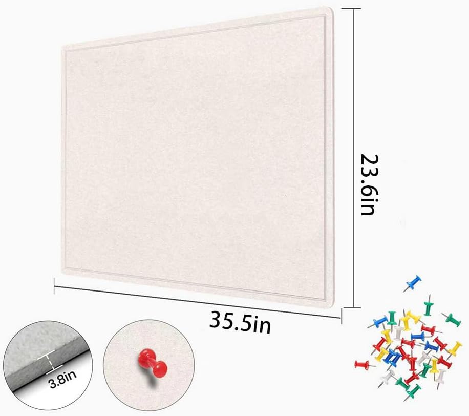 Bulletin Board 36" x 24" Felt Cork Board - Decorative Pin Board, Oa...
