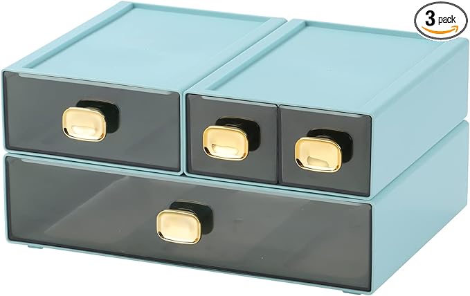 OSteed Spacious Desktop Storage Box, 1 Large 1 Middle & 2 Small Storage Drawers by OSteedWares