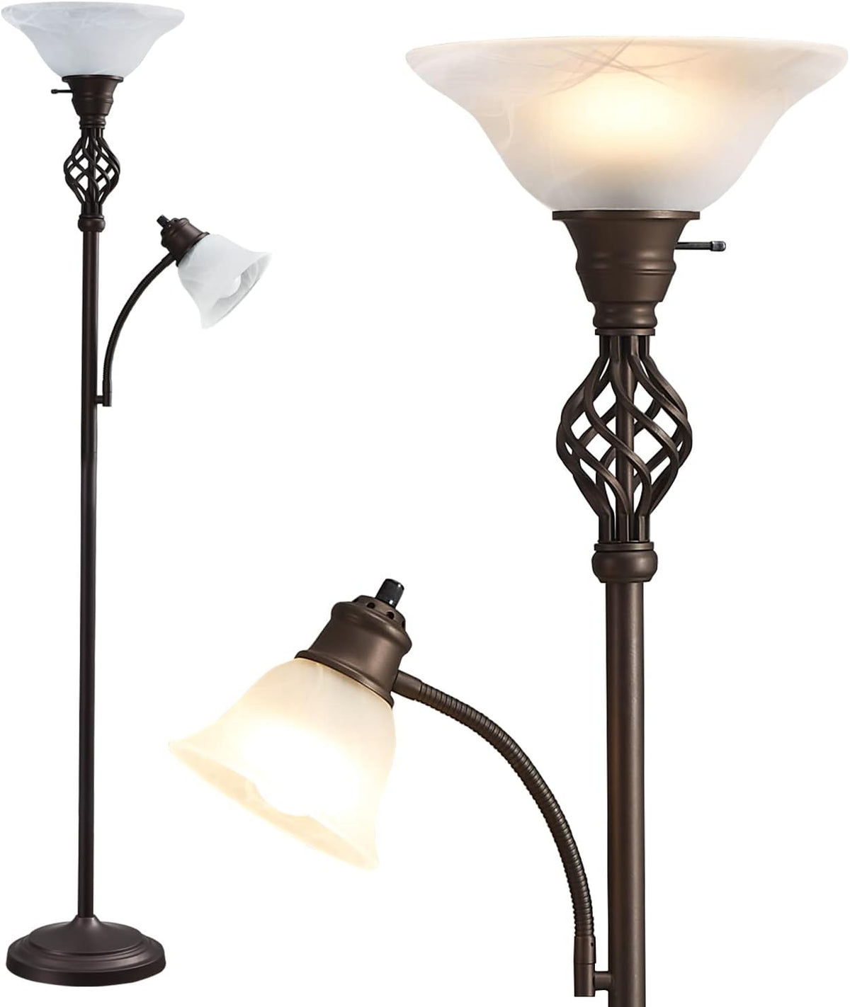 GyroVu Torchiere Floor Lamp for Living Room, LED Standing Reading Light