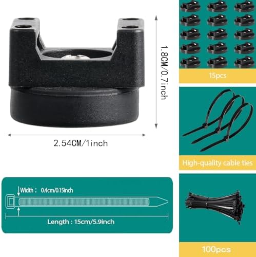 15 Pcs zbab1 Magnetic Zip Tie Mount Base, 35LBS Strong Magnetic Wire Holder &...