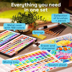 artistro watercolor paint set with palette & brush shown in use
