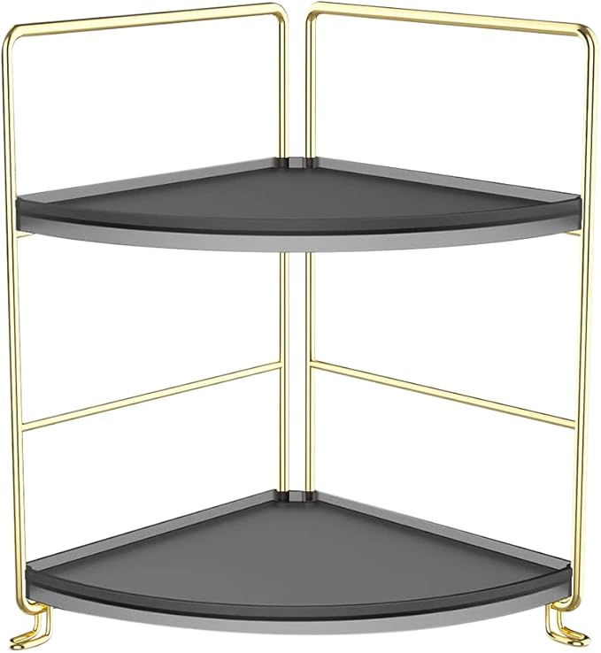 JANUS LiANG 2-Tier Spice Rack Corner Storage Shelf Makeup Organizer Stackable - Image 5