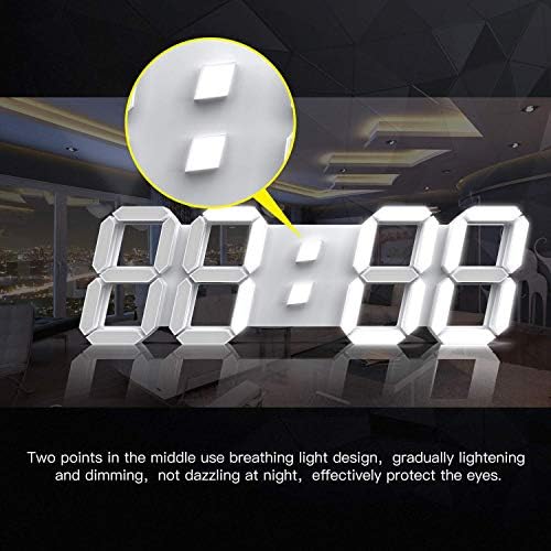 epsky 3d white digital wall clock led large, view 9
