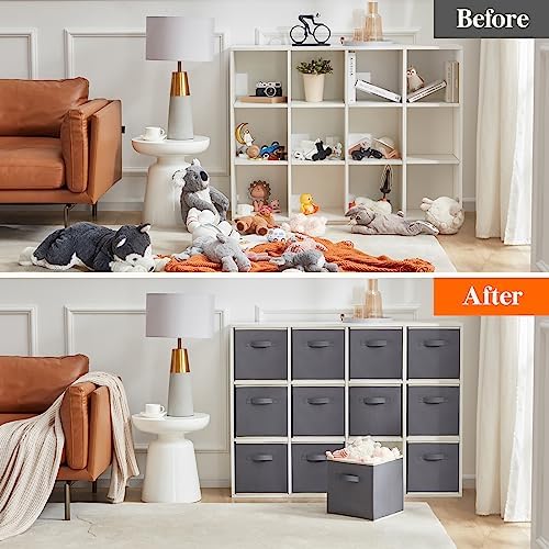 Lifewit Storage Cubes, 11 Inch Organizer Bins, 18L Gray, 12 Packs