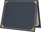 LUXPaper 9.5" x 12" Certificate Holders | Nautical Blue Linen | Embossed Gold by LUXPaper