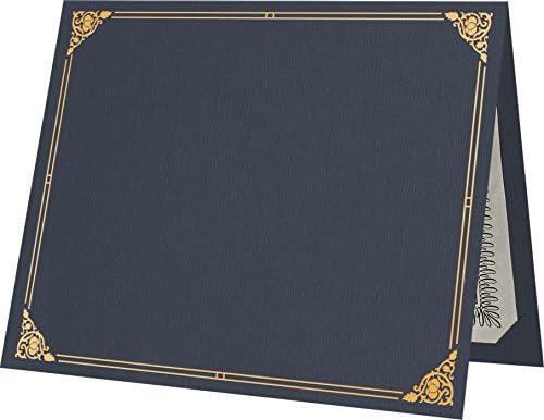 LUXPaper 9.5" x 12" Certificate Holders | Nautical Blue Linen | Embossed Gold by LUXPaper