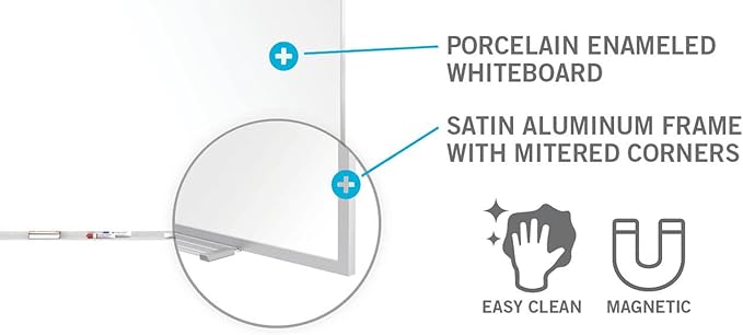 Ghent 4 x 12 Porcelain Magnetic Whiteboard, Aluminum Frame, 1 Marker, 1 Eraser - Image 5