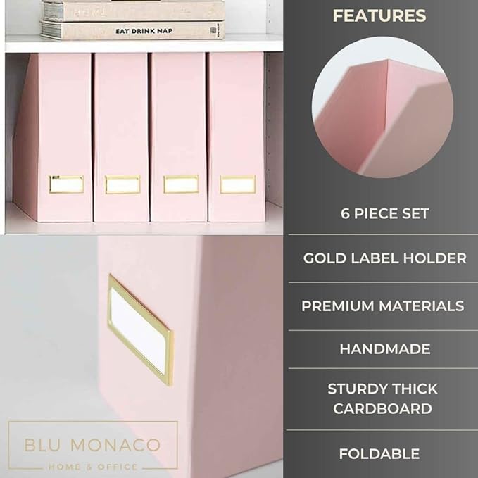 BLU MONACO Set of 6 Foldable Pink Magazine Holder - Image 5