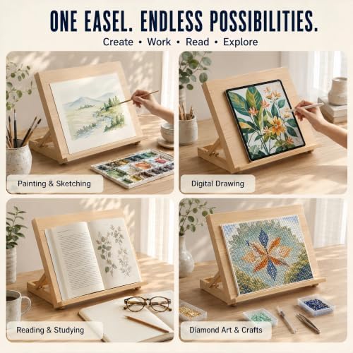12.5"x16.5" foldable beechwood tabletop painting easel, package contents