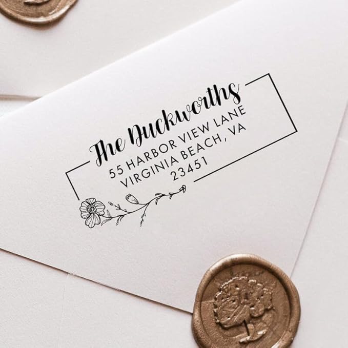 Custom Floral Address Stamp | Choose from 12 Designs | Multiple Ink Color - Image 3