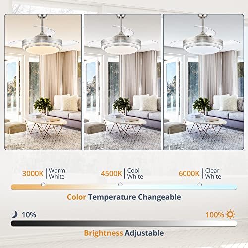 lediary 42 inch retractable ceiling fans with lights showing dimensions
