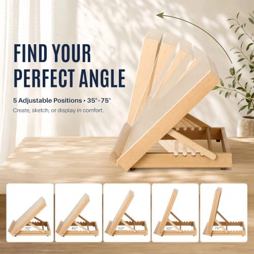 12.5"x16.5" foldable beechwood tabletop painting easel shown in use