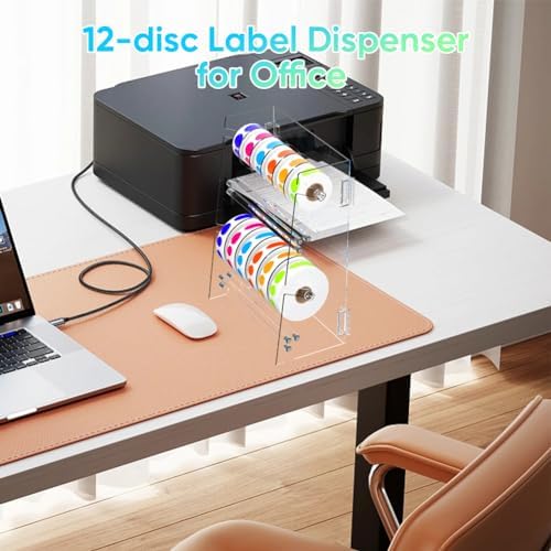 Label Dispenser 12 Disks Acrylic Sticker Dispenser Label Roll Holder(Clear)