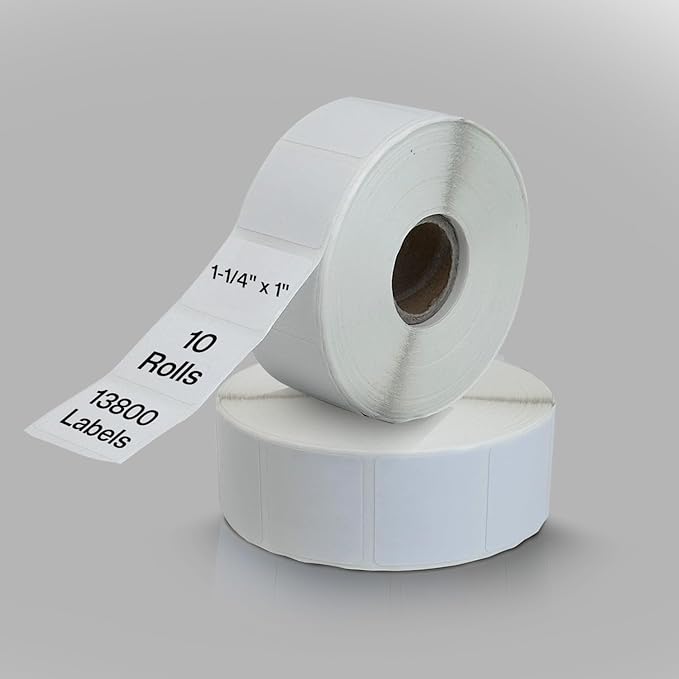 1 1/4” × 1”Direct Thermal Printer Labels, 10 Rolls, 800 Matte White Thermal - Image 2