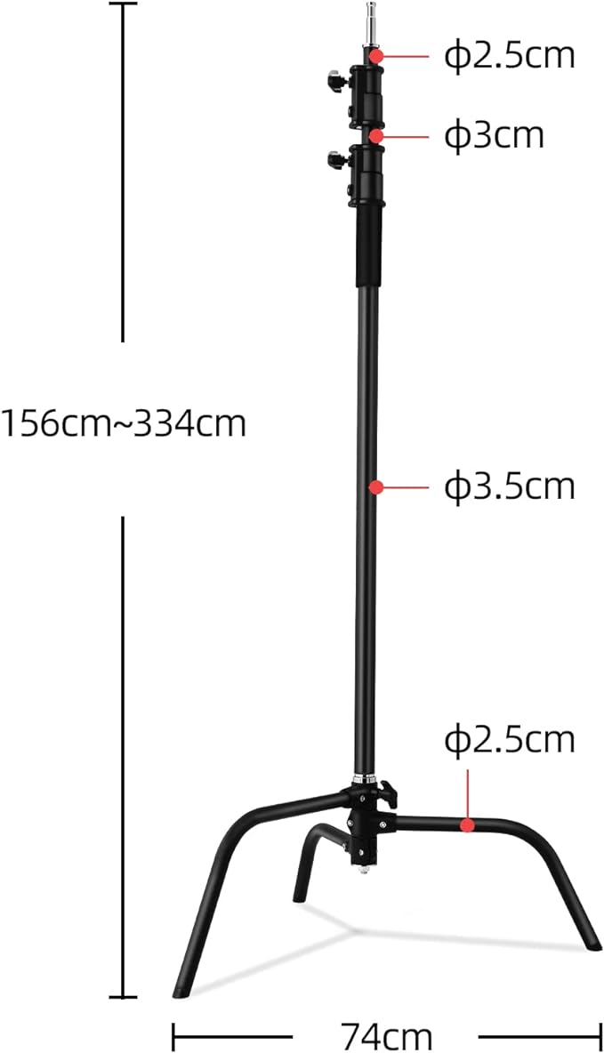 2 Packs C-Stand Kit, Heavy Duty Steel Photography Light Stand Kit, Adjustable - Image 3