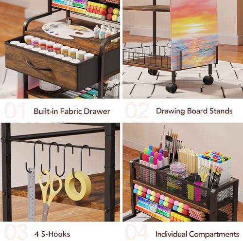 homsorout art cart, 3 tier rolling cart, package contents
