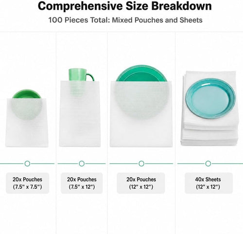 100 Thickened Foam Pouches Sheets, Moving Supplies, Dish Packing Supplies for Moving, Bubble Wrap Alternative
