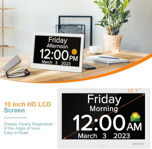 10.1 inch digital alarm clock with date and, close-up detail