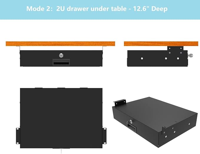 QiaoYoubang 2U Server Cabinet Case 19 Inch Rack Mount Lockable Drawer - Image 3