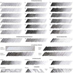 arteza 33-piece drawing pencil set, graphite and charcoal, close-up detail