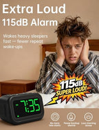auroracalm extra loud alarm clock: 115db on-time wake-up shown in use