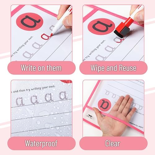 Mr. Pen- Reusable Dry Erase Pocket Sleeves, 10" x 14", 6 Pack, Colorful | Clear Plastic Paper Sleeves, Ticket Holders, Clear Plastic Sheet Protectors, Teacher, School, Classroom Supplies