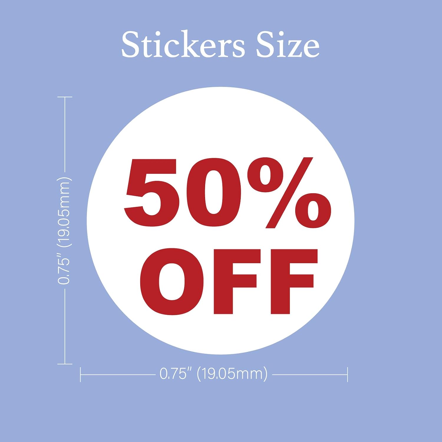 50% Percent Off Mark Down Dot Stickers, 3/4" Round Self Adhesive Retail Circle Labels, 1000 Pack