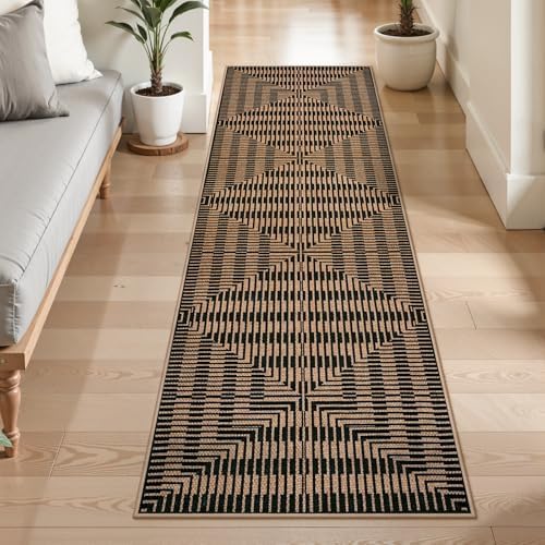 easy jute runners for hallways 2x6, washable striped, view 9