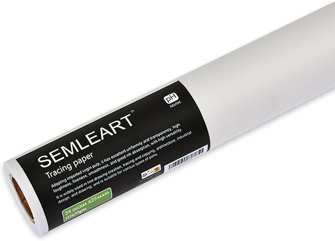 SEMLEART Artit's Tracing Paper roll, 32lb/50gsm, 34 inch x 25 Yard, Translucent by SEMLEART