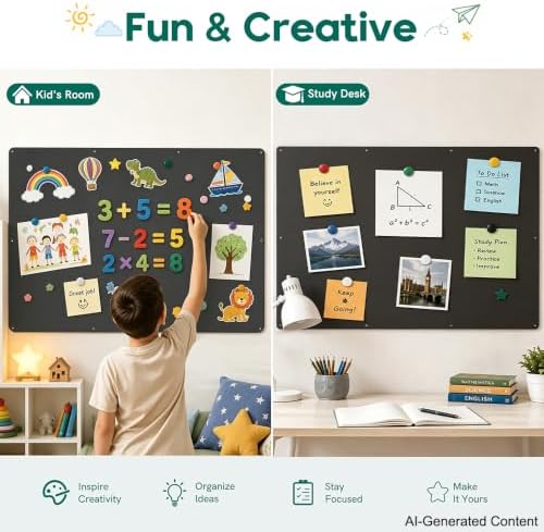 36" x 24" Magnetic Board for Wall, Heavy Duty, Black