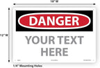 Custom OSHA Style Danger Sign 12" x 18" Plastic Sign, Customizable "Your Text - Image 6