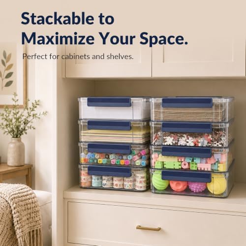 catoomuu 2-pack 9x13 clear plastic project case stackable on a desk or shelf