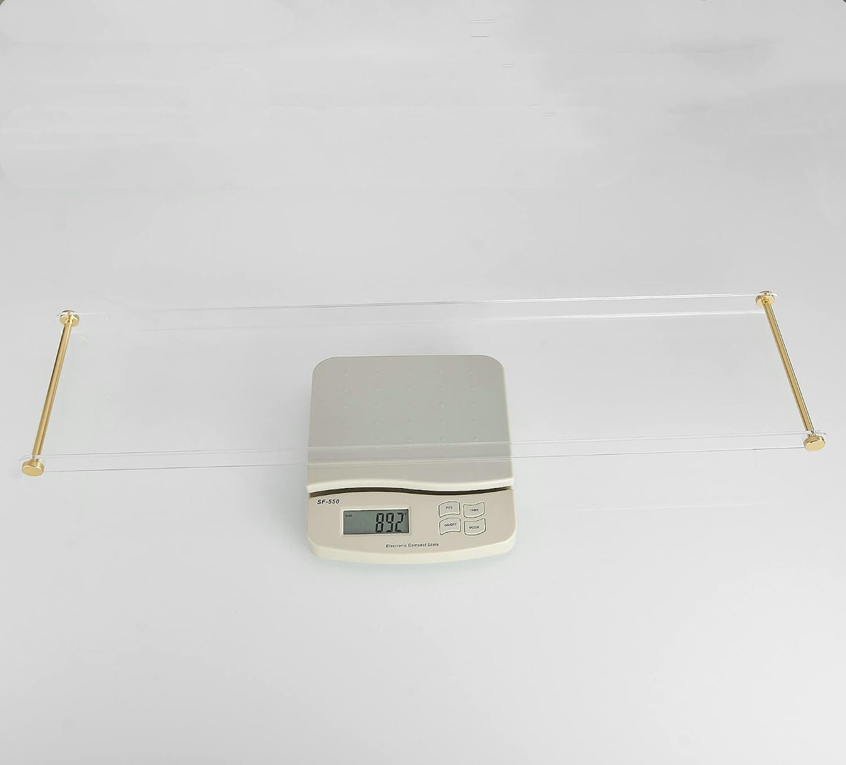 Beelee Clear Acrylic Bathtub Tray, Gold Rail Waterproof Tub Caddy Accessory