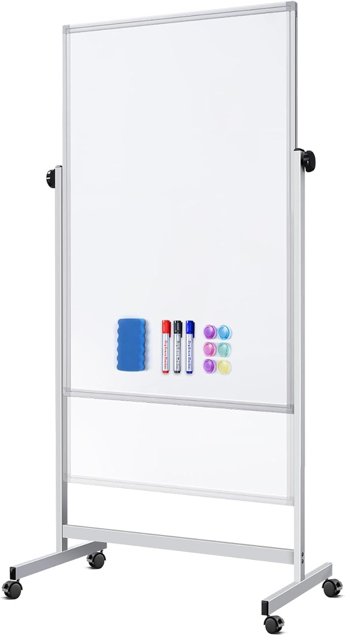 Rolling Whiteboard on Wheels, 32x48 Inches Double-Sided Magnetic Dry Erase Board by Commitedtocreatingpersonalizedproducts