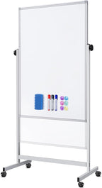 Rolling Whiteboard on Wheels, 32x48 Inches Double-Sided Magnetic Dry Erase Board by Commitedtocreatingpersonalizedproducts