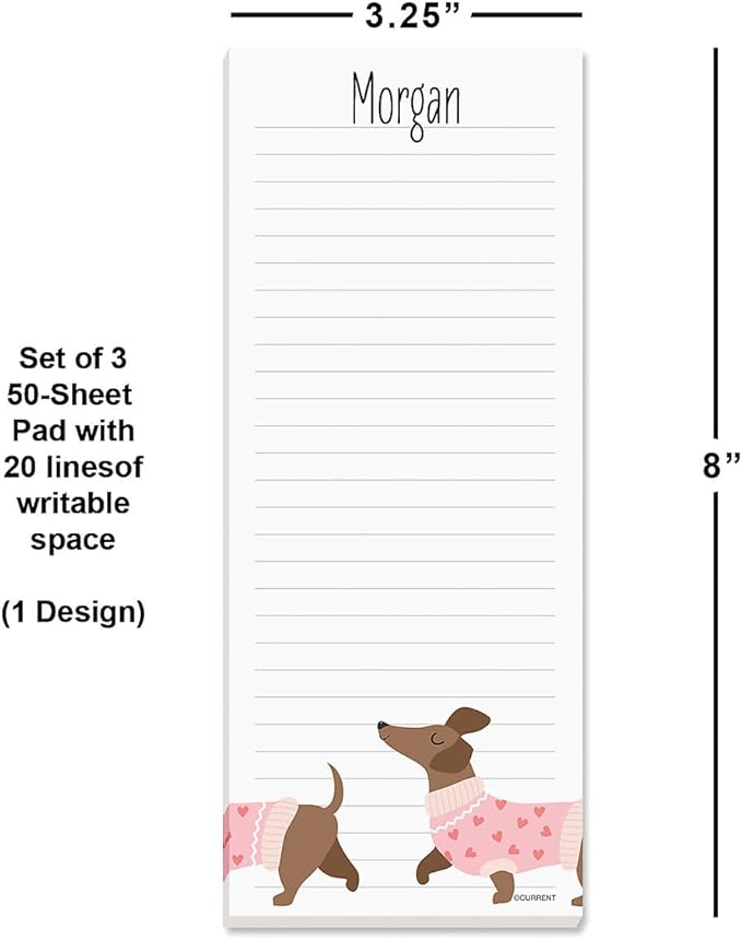 Current Dachshund Lined Personalized Shopping List Pad Set of 3, 50-Sheet Pads - Image 3