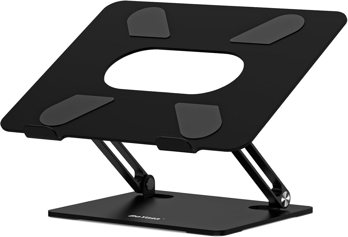 BoYata Laptop Stand, Adjustable Multi-Angle Riser, Up to 17 Inches, Black
