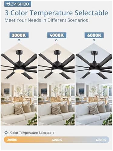 zmishibo 72 inch ceiling fans with lights,8 aluminum showing dimensions