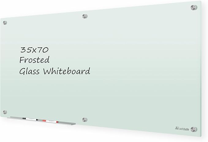 J&J worldwide Glass Whiteboard 6' x 3', Frosted Glass Dry Erase Board by JJworldwide
