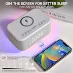 alarm clock speaker wireless charger, digital alarm clocks, close-up detail