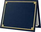 LUXPaper 9.5" x 12" Certificate Holders | Nautical Blue Linen | Embossed Gold by LUXPaper