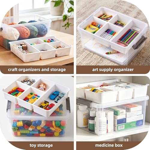 citylife 17qt clear craft organizers and storage box on a desk or shelf