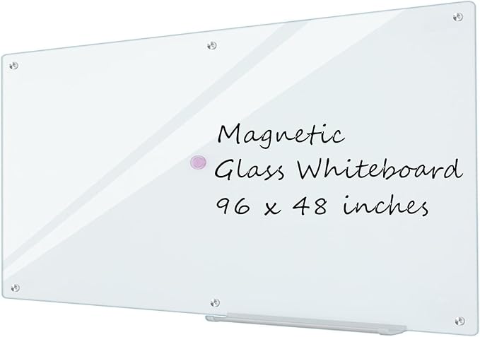 Glass Whiteboard 8'x 4', Magnetic Dry Erase Board by Lilypan
