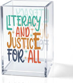 QYUVK Literacy And Justice For All Acrylic Makeup Brush Pencil Holder Cup by QYUVK